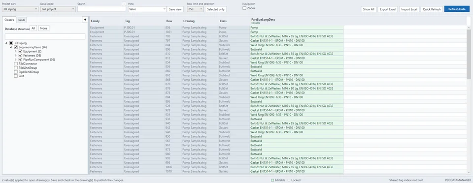 Data Manager status after applying two changes.